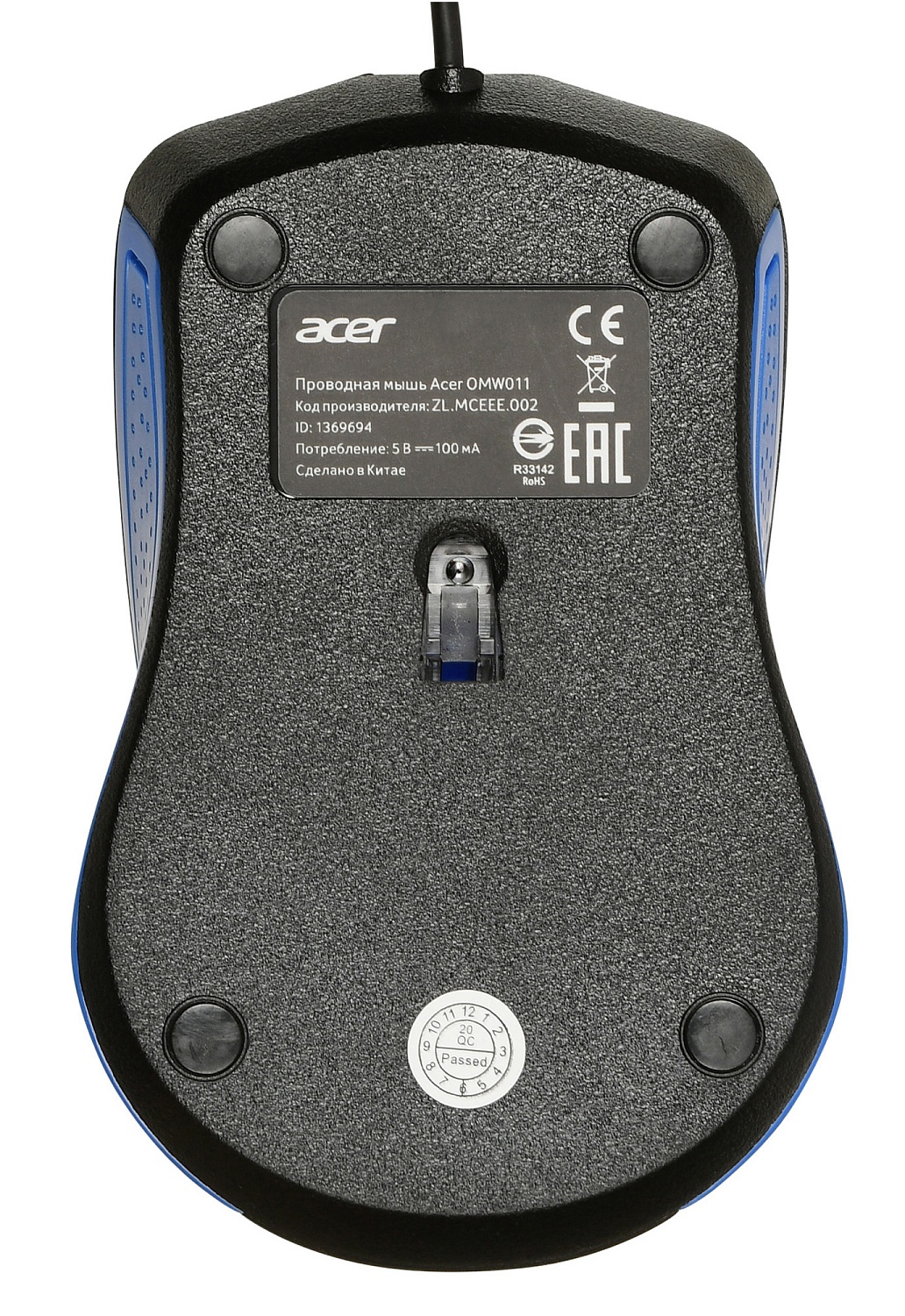 Мышь Acer OMW011 черный/синий оптическая (1200dpi) USB (3but) Мышь Acer OMW011 черный/синий оптическая (1200dpi) USB (3but)