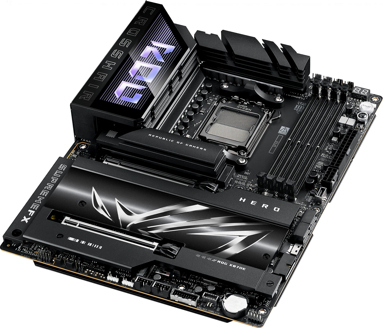 Материнская плата ASUS ROG CROSSHAIR X870E HERO, AM5, X870, 4*DDR5, 4*SATA, 5*M.2,  6*USB 3.2, 2*Type-C, 2*USB4, 6*PCIx16, HDMI, ATX; 90MB1IE0-M0EAY0