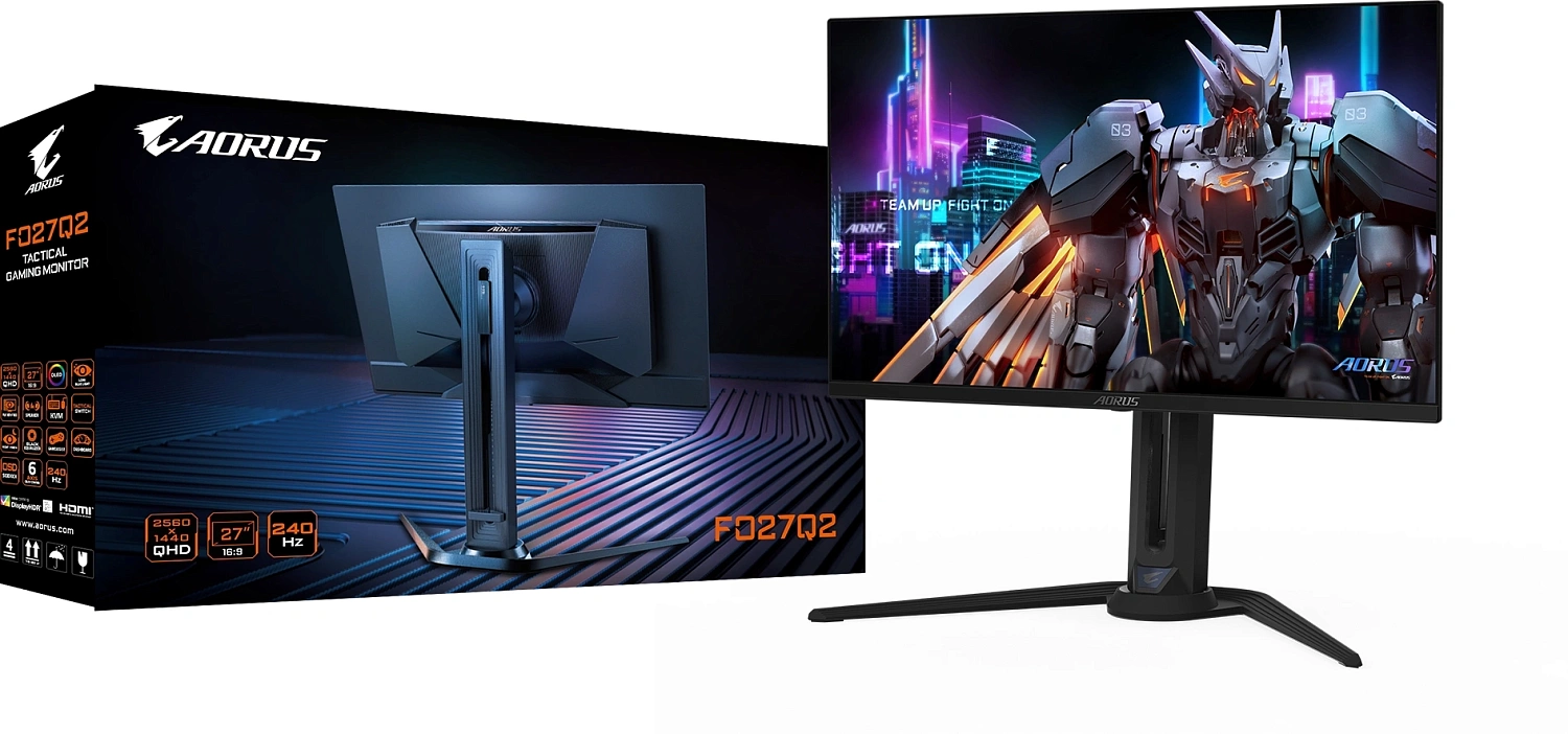 Монитор Gigabyte 27" Aorus FO27Q2 черный OLED LED 16:9 HDMI M/M матовая HAS Piv 250cd 178гр/178гр 2560x1440 240Hz DP 2K USB 6.8кг