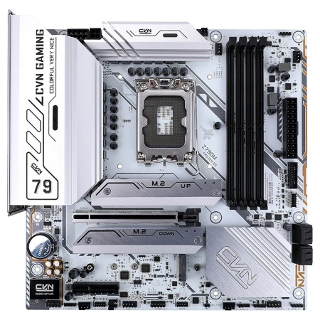 Материнская плата Colorful CVN Z790M FROZEN D5 V20 Z790 LGA1700 4xDDR5 1xPCIEx16 1xPCIEx4 3xM.2 2xTypeC 1xUSB3.2Gen2 3xUSB3.2Gen1 5xUSB2.0 6xSATA3.0 2.5G DP HDMI M-ATX RTL