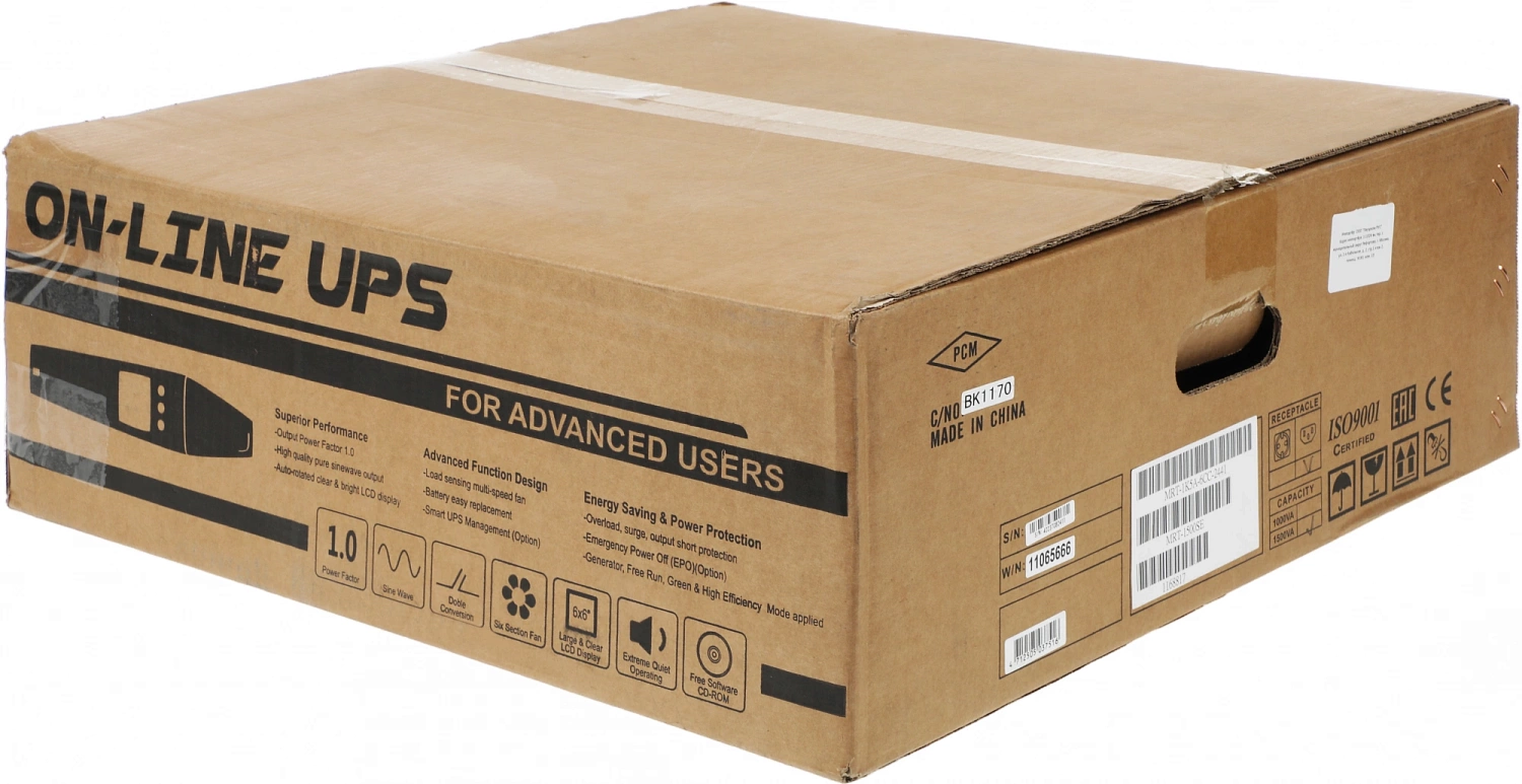 Источник бесперебойного питания Powercom MACAN SE, On-Line, 1500VA/1500W, Rack/Tower, 6*IEC320-C13, LCD, Serial+USB, SmartSlot, подкл. доп. Батарей (1168817)