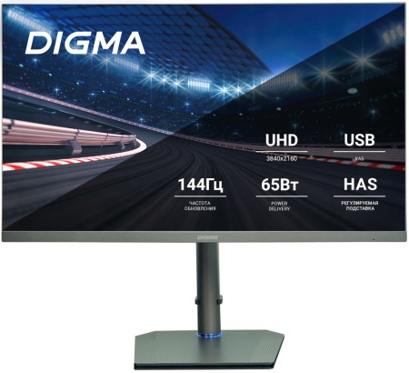 Монитор Digma 27" Gaming DM-MONG2740 темно-серый IPS LED 5ms 16:9 HDMI матовая HAS Piv 400cd 178гр/178гр 3840x2160 144Hz G-Sync DP 4K USB 7кг