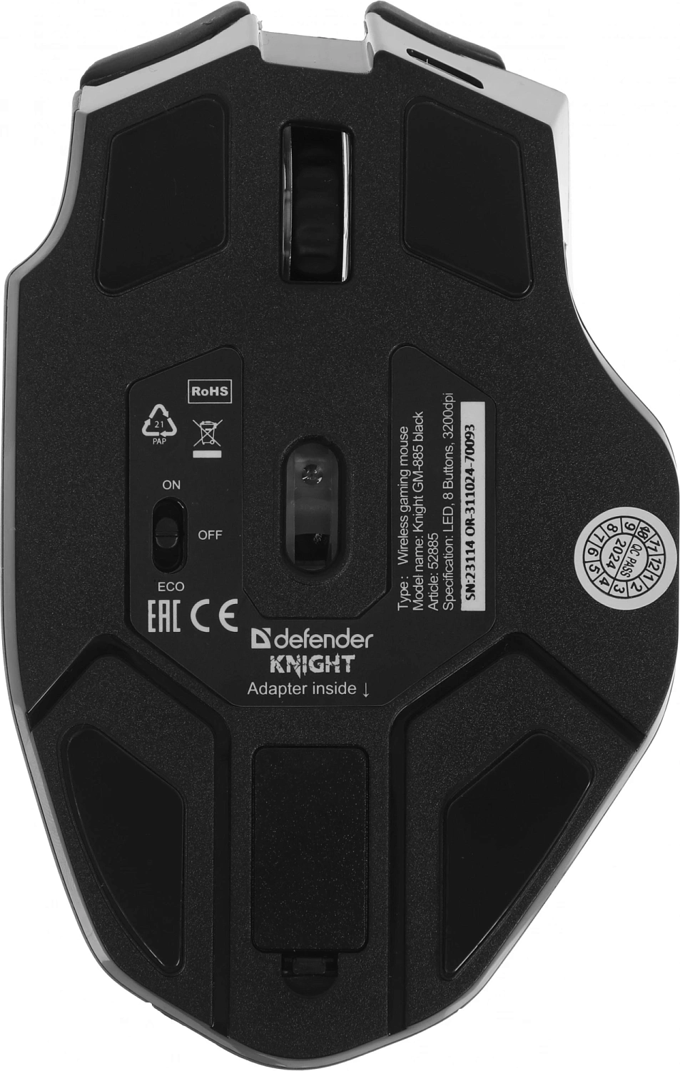 Мышь Defender Knight GM-885 черный оптическая 3200dpi silent беспров. USB 7but (52885) Мышь Defender Knight GM-885 черный оптическая 3200dpi silent беспров. USB 7but (52885)