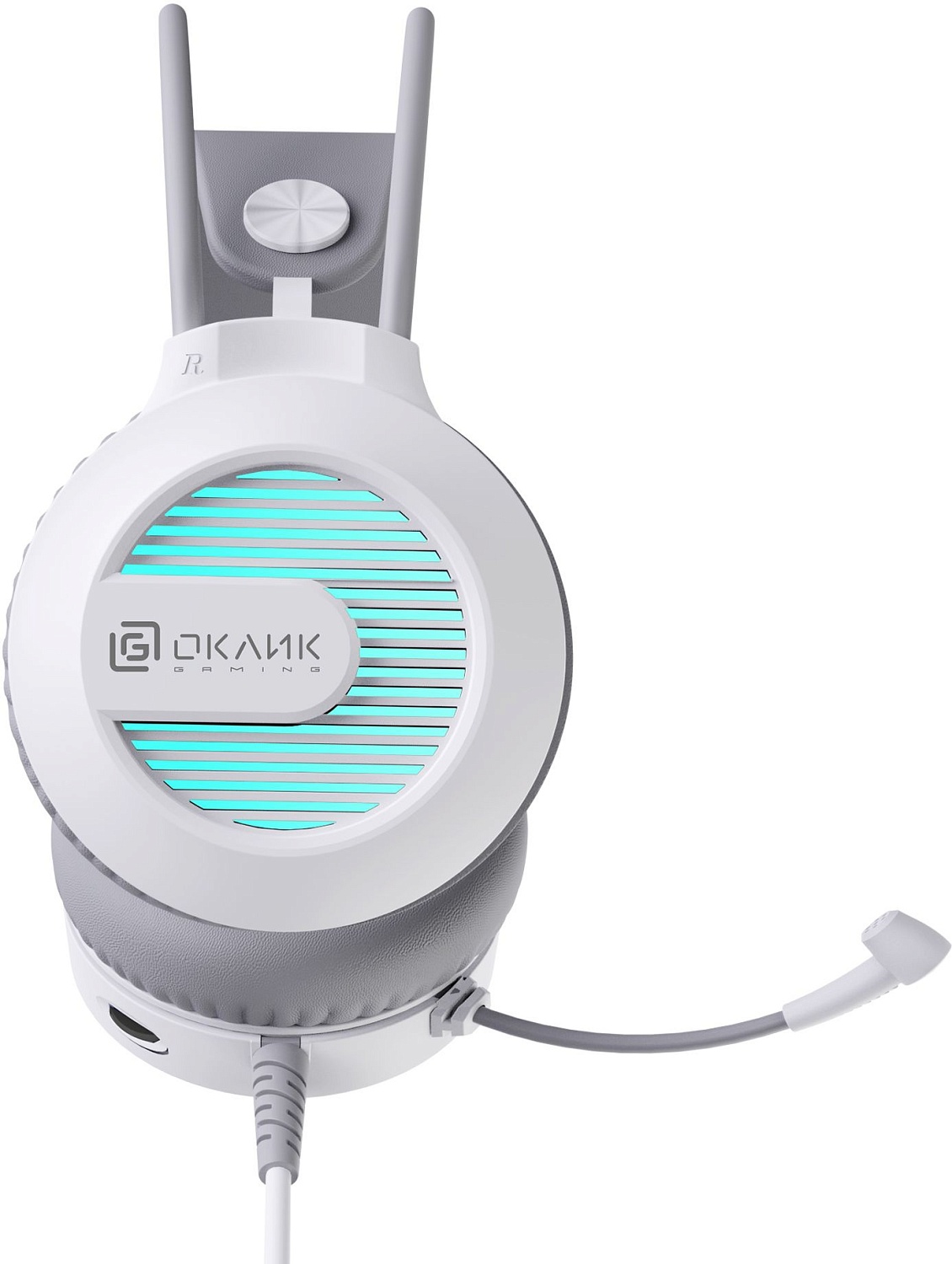 Наушники с микрофоном Оклик HS-L300G White белый 2.2м мониторные USB оголовье (1796952)