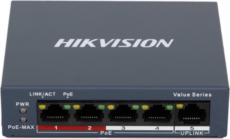 Коммутатор Hikvision DS-3E0105P-E/M(B) 4x100Мбит/с 4PoE+ 35W неуправляемый