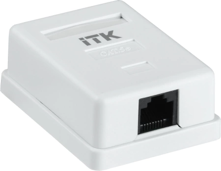 Розетка ITK CS2-1C5EF-12-G настенная 49.2x62.5x25.2мм крышка RJ45 пластик белый (упак.:1шт)