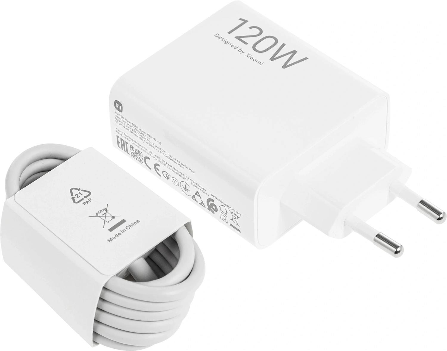 Сетевое зар./устр. Xiaomi 120W HyperCharge Combo (Type-A) EU 120W 6A (PD+QC) USB универсальное белый (BHR9462EU)