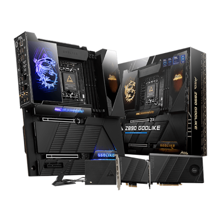 Материнская плата MSI MEG Z890 GODLIKE Z890, LGA1851, 4*DDR5, 2*PCIEx16, 1*PCIEx4, 8*M.2, 7*TypeC, 8*USB3.2Gen2, 4*USB3.2Gen1, 4*USB2.0, 4*SATA3.0, 10G, 5G, 2xType-C DP, E-ATX, RTL