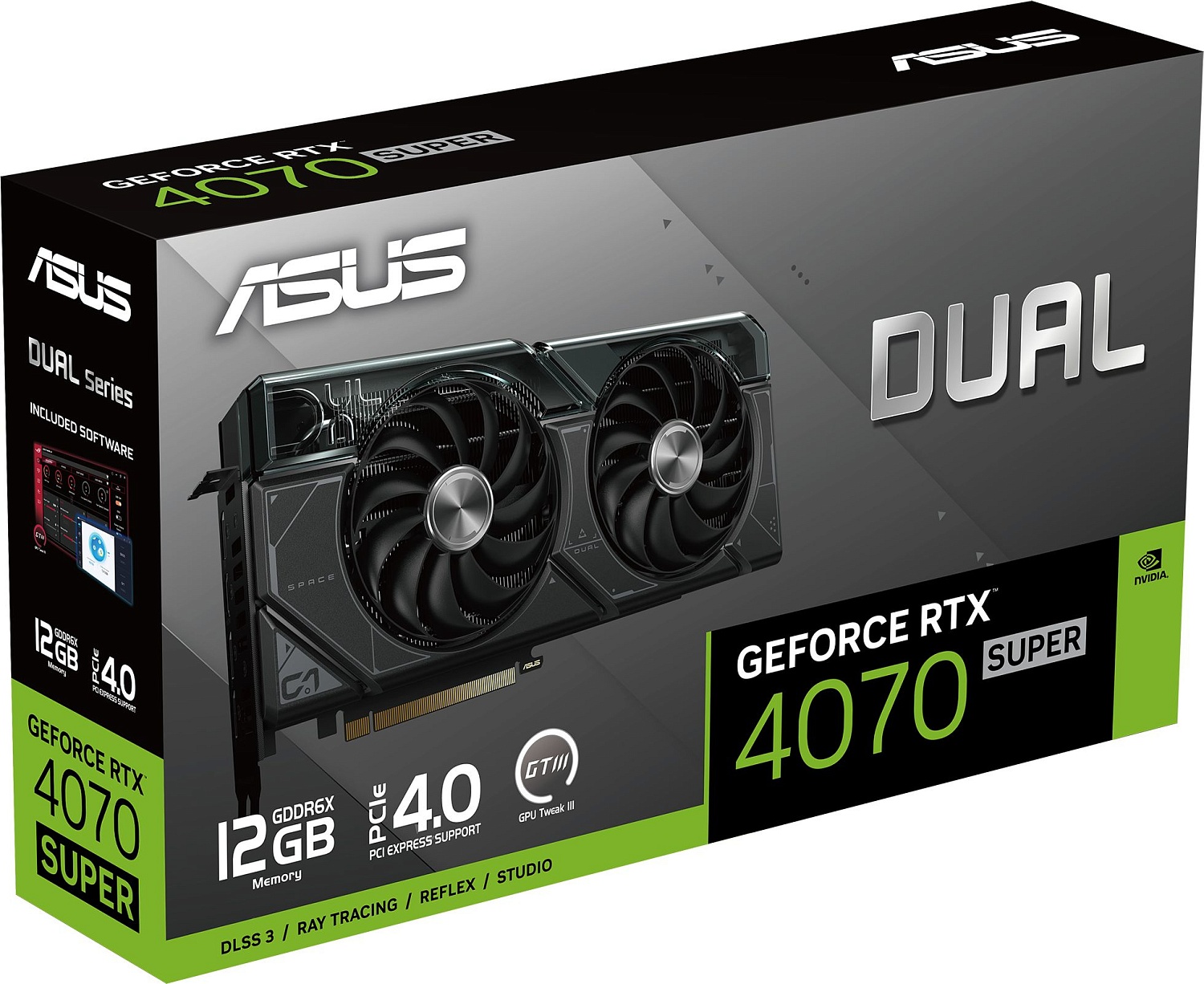 Видеокарта Asus PCI-E 4.0 DUAL-RTX4070S-12G NVIDIA GeForce RTX 4070 Super 12Gb 192bit GDDR6X 2475/21000 HDMIx1 DPx3 HDCP Ret
