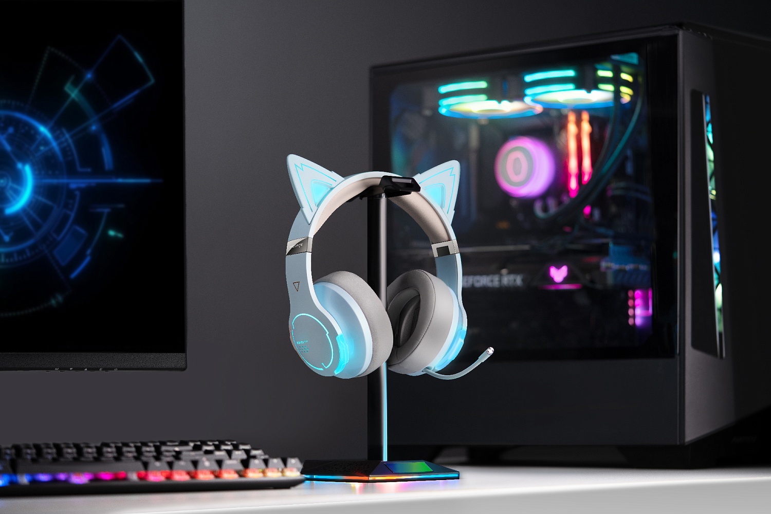 Наушники с микрофоном Edifier G5BT Cat голубое небо/серый мониторные BT оголовье