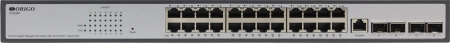 Коммутатор ORIGO Managed L3 Switch 24x1000Base-T PoE, 4x10GBase-X SFP+, PoE Budget 250W, RJ45 Console, 19" w/brackets