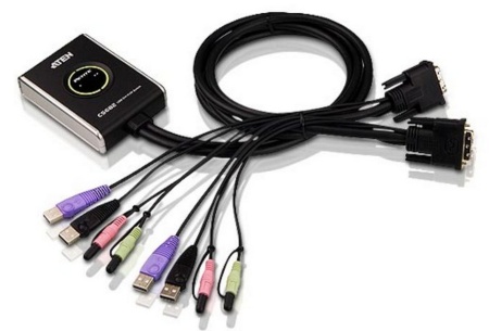 Переключатель электронный ATEN 2-Port USB DVI/Audio Cable KVM Switch with Remote Port Selector