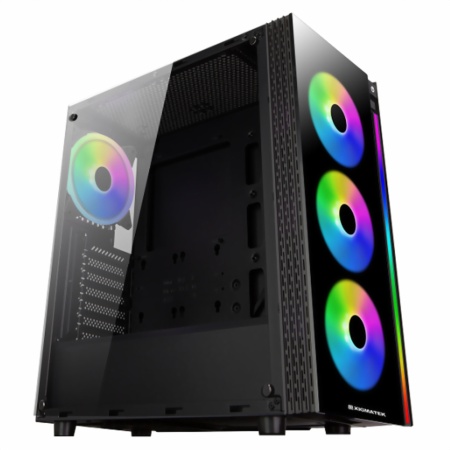 Poseidon EN42272 ATX, USB3.0x2, USB2.0x2, Front & LeftTempered Glass, Front Rainbow LED Stripe, EN42272 CY120Fansx4 (Fx3 & Rx1)