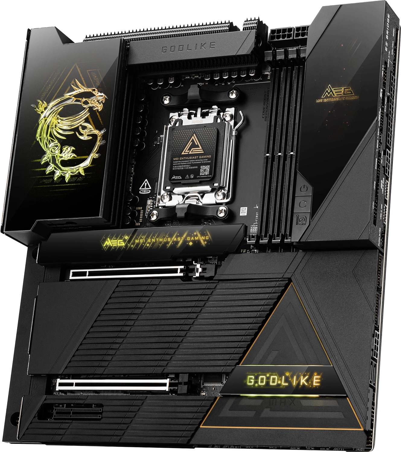 Материнская плата MSI MEG X870E GODLIKE MAX X870E, AM5, 4*DDR5, 2*PCIEx16, 1*PCIEx4, 5*M.2, 5*TypeC, 8*USB3.2Gen2, 4*USB3.2Gen1, 4*USB2.0, 4*SATA3.0, 10G, 5G, 2*TypeC(DP), Е-ATX, RTL