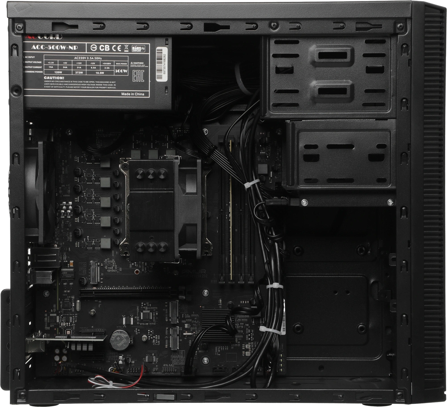 ПК Amur Нарвал B7I21 MT i5 12400 (2.5) 16Gb SSD512Gb UHDG 730 FreeDOS 2x2.5GbitEth 500W мышь клавиатура черный (RUS) (2149657)