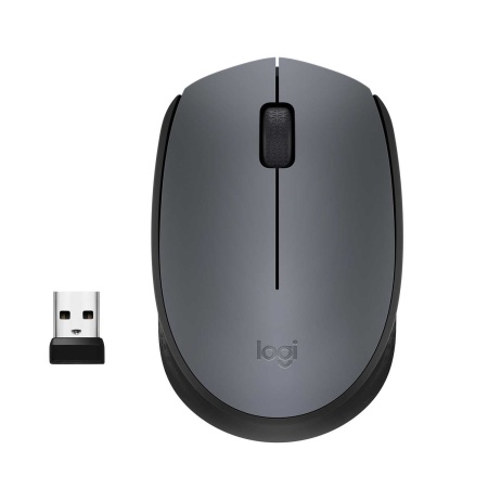 Мышь Logitech M170 серый/черный оптическая (1000dpi) беспроводная USB для ноутбука (2but)