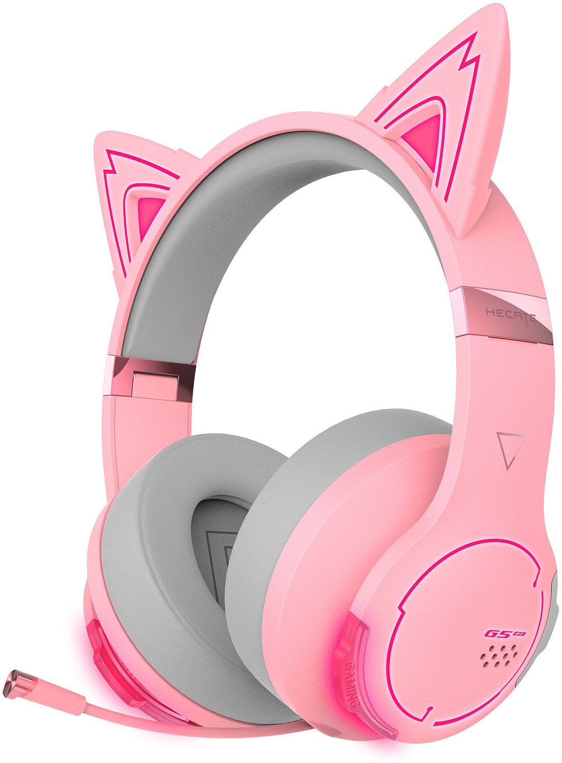 Наушники с микрофоном Edifier G5BT Cat розовый/серый мониторные BT оголовье