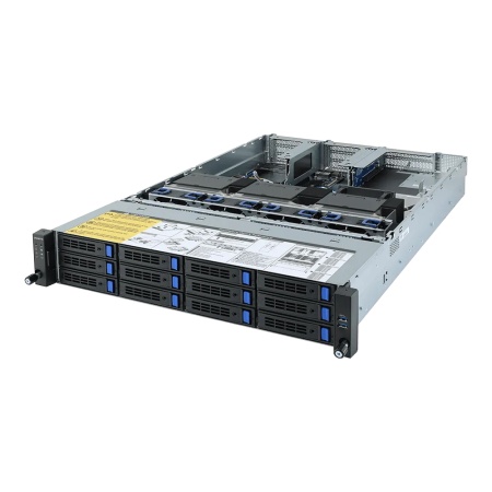 R282-Z93 2U, 2x Epyc 7002/7003 (up to 240W), 32x DIMM DDR4, 12x 3.5" SAS/SATA, 2x 1Gb/s (Intel I350-AM2), 5x PCIE Gen 4 x16 (support 3x double slot GPU), 1x OCP 3.0 x16, 1x OCP 2.0 x8, 1x M.2 Gen4, AST2500, 2x 2000W (191245)