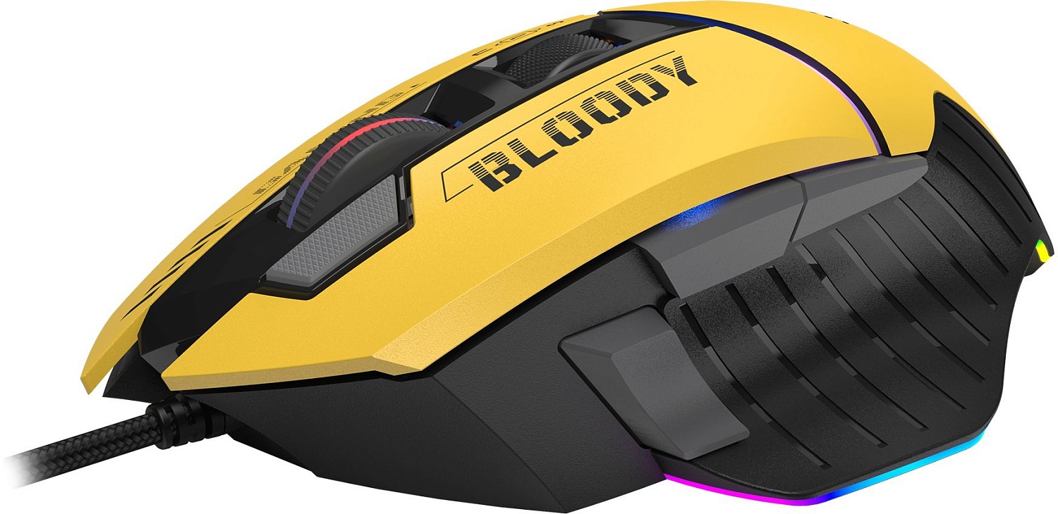 Мышь A4Tech Bloody W95 Max Sports желтый/серый оптическая (12000dpi) USB (10but) Мышь A4Tech Bloody W95 Max Sports желтый/серый оптическая (12000dpi) USB (10but)