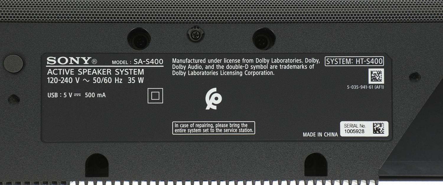 Саундбар Sony HT-S400 2.1 330Вт черный Саундбар Sony HT-S400 2.1 330Вт черный