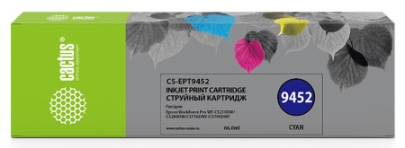 Картридж струйный Cactus CS-EPT9452 T9452 голубой (66мл) для Epson WF-C5290DW/C5790DW