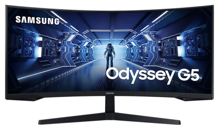 Монитор Samsung 34" Odyssey G5 C34G55TWWI VA curved 21:9 3440x1440x165Hz 1ms 2500:1 250cd 178/178 HDMI DP HDR FreeSync Premium VESA Black 2 years (незначительное повреждение коробки)
