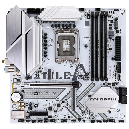 Материнская плата Colorful BATTLE-AX B760M-WHITE WIFI V20 B760 LGA1700 4xDDR4 1xPCIEx16 1xPCIEx4 3xM.2 2xTypeC 5xUSB3.2Gen1 6xUSB2.0 4xSATA3.0 2.5G DP HDMI M-ATX RTL