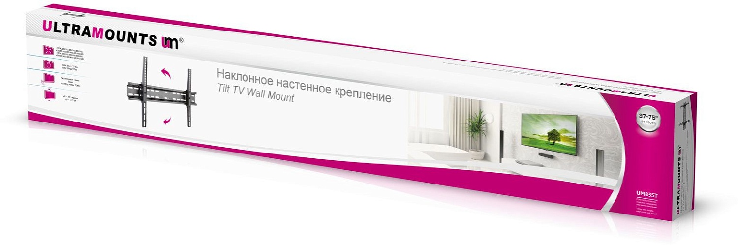 Кронштейн для телевизора Ultramounts UM835T черный 37"-70" макс.35кг настенный наклон