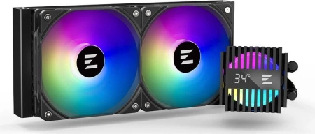 Система водяного охлаждения Zalman Alpha2 A24 ARGB Soc-AM5/AM4/1151/1200/1700 черный 4-pin 18-37dB Al+Cu LCD 2000gr Ret (ALPHA2 A24 BLACK)