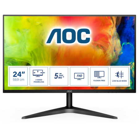 Монитор AOC 23.6" Value Line 24B1H(00/01) черный MVA LED 16:9 HDMI матовая 250cd 178гр/178гр 1920x1080 60Hz VGA FHD 2.6кг