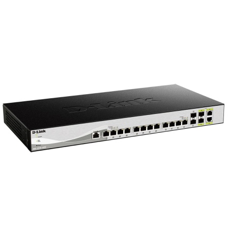 DXS-1210-16TC/A2A Настраиваемый L2+ коммутатор с 12 портами 10GBase-T, 2 портами 10GBase-X SFP+ и 2 комбо-портами 10GBase-T/SFP+