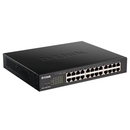 DGS-1100-24PV2/A1A L2 Smart Switch with 24 10/100/1000Base-T ports (12 PoE ports 802.3af/802.3at (30 W), PoE Budget 100 W). (3) (451782)