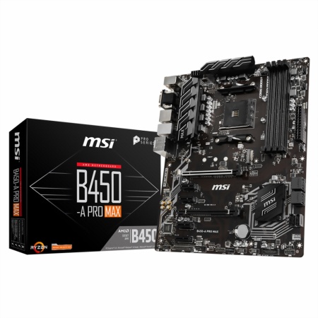 B450-A PRO MAX, Socket AM4, AMD®B450, 4xDDR4-2667, 2xPCI-Ex16x, 4xPCI-Ex1x, D-SUB+DVI-D+HDMI, 6xSATA3(RAID 0/1/10), 1xM.2, 8 Ch Audio, GLan, (2+4)xUSB2.0, (4+2)xUSB3.2, 1xPS/2, ATX, RTL {10} (665975)