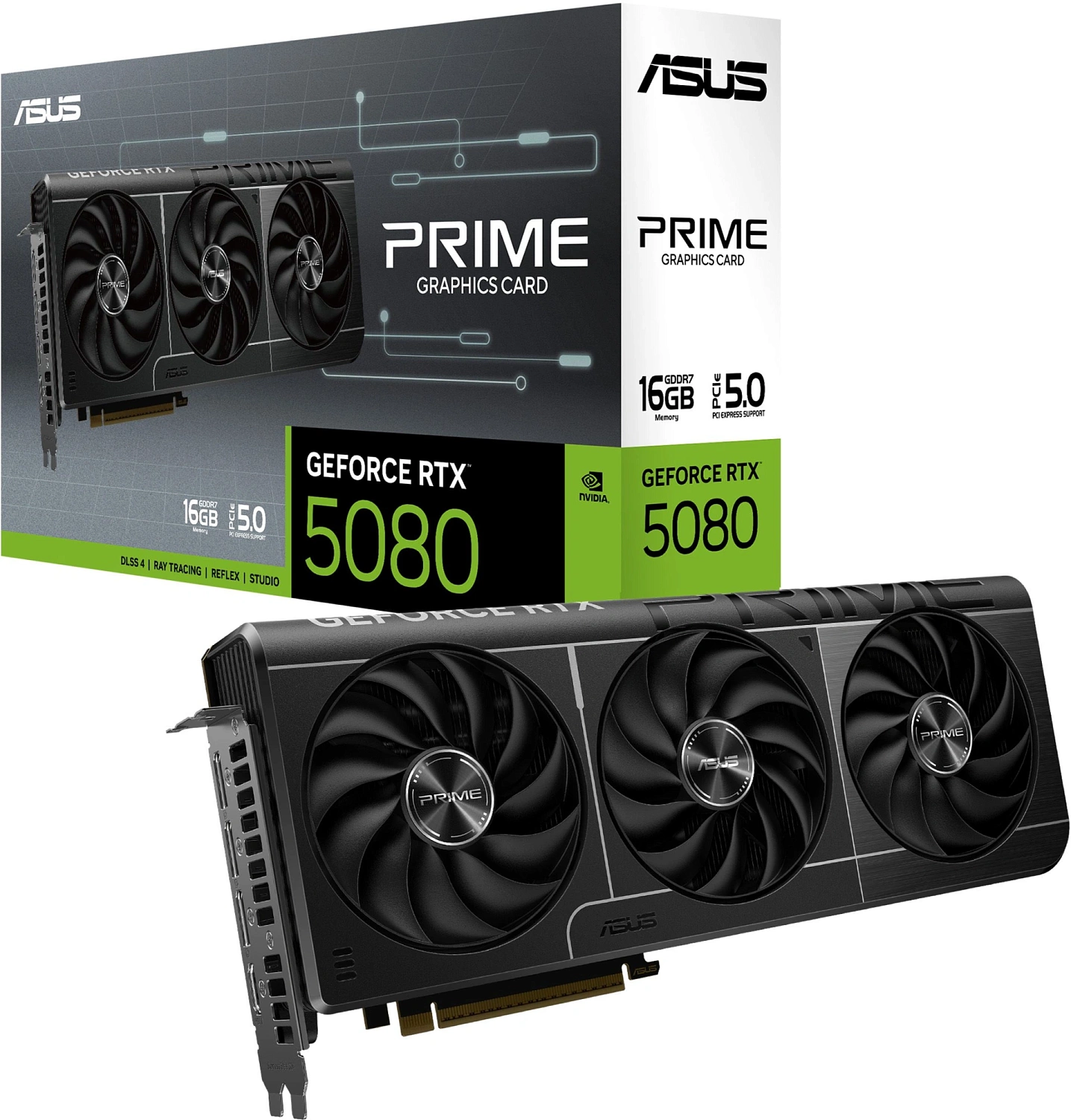 Видеокарта Asus PCI-E 5.0 PRIME-RTX5080-16G NVIDIA GeForce RTX 5080 16Gb 256bit GDDR7 2617/30000 HDMIx1 DPx3 HDCP Ret