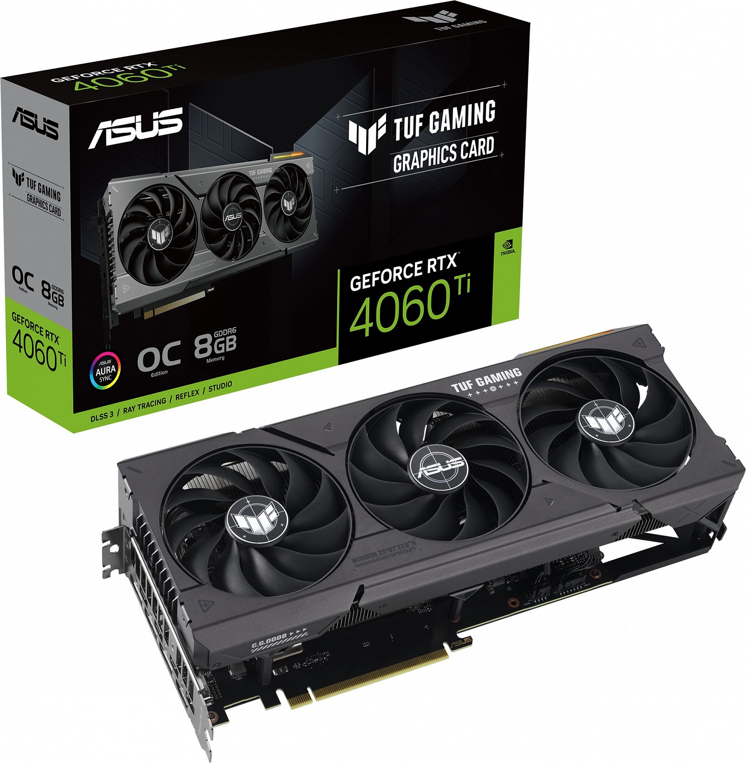 Видеокарта Asus PCI-E 4.0 TUF-RTX4060TI-O8G-GAMING NVIDIA GeForce RTX 4060TI 8192Mb 128 GDDR6 2520/18000 HDMIx1 DPx3 HDCP Ret