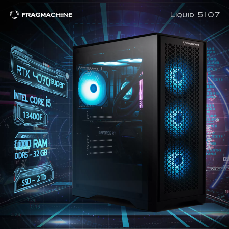 Компьютер FragMachine Liquid 5107 (i5-13400F, DDR5 32GB, SSD 2Tb, RTX 4070 Super, Win 10 Pro)