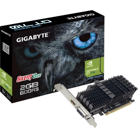 Видеокарта GIGABYTE GT710 2GB Silent LP//GT710, HDMI, DVI, 2G,D5