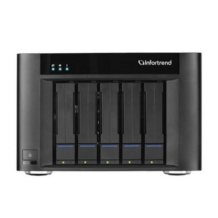 Платформа СХД Infortrend EonStor GSe Pro 200 5bay, High IOPS Solution, desktop cloud-integrated unified storage, including: Intel D1517, 2x4GB, 2x 10GbE SFP+, 2x 1GbE, 2x USB 3.1 Gen2, 2x USB 3.0, 2x host board slot(s), 1xPSU and 5x drive trays