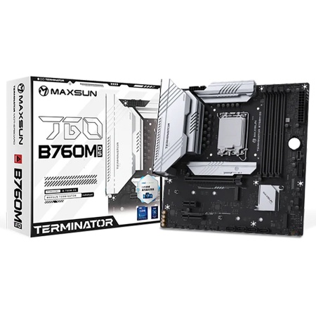 Материнская плата Maxsun MS-Terminator B760M D5 B760 LGA1700 4xDDR5 1xPCIEx16 1xPCIEx4 3xM.2 1xTypeC(10Gpbs) 2xUSB3.2 Gen1 2xUSB2.0 2xUSB3.2 Gen1 6xUSB2.0 4xSATA3 2.5G HDMI+DP M-ATX RTL