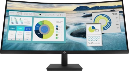 Монитор HP P34hc G4 34 Monitor Curved 3440x1440, 21:9, VA, 250 cd/m2, 3500:1, 5ms, HDMI, USB-C, USB, DisplayPort, Speakers, 50/60 Hz, Black (нет евровилки, опция)