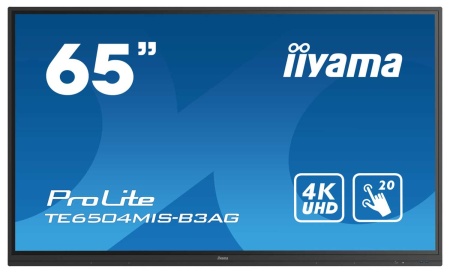 Интерактивная панель 65" 16:9 3840x2160(UHD 4K) IPS, TOUCH, 20-touch point, 60 Hz, 400cd/m2, H178°/V178°, 1200:1, 1.07B, 8ms, VGA, 3xHDMI, USB-C, RJ-45, RS232C, USB Type A, USB Type B, Speakers, OPS Slot, WiFi, Android 9, 24/7, 3Y, Black