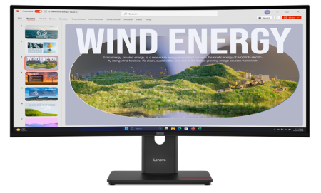 Монитор Lenovo ThinkVision T34WD-40 34" 21:9 WQHD (3440x1440) VA, AG, Curved, 4ms, 48Hz - 120Hz, 300 nits, CR  3000:1, 1 x HDMI 2.1, 1x DisplayPort 1.4, 1x RJ-45, 3x USB-A 3.2 Gen 1, 2 x USB-C , LTPS, 1Y