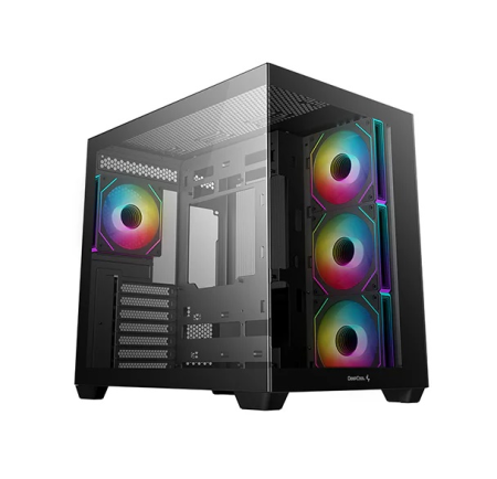 корпус Deepcool CG530 4F без БП, боковое окно (панорама), 3x120мм ARGB Reverce вентилятора на боковой стенке, 1x120мм ARGB вентилятор сзади, черный, ATX