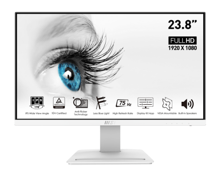 Монитор MSI 23.8" Pro MP243W белый IPS LED 16:9 HDMI M/M 250cd 178гр/178гр 1920x1080 75Hz FreeSync DP FHD 2.95кг