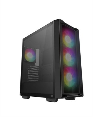 корпус Deepcool CC560 MESH V2 без БП, боковое окно (закаленное стекло), 3x120мм ARGB LED вентилятор спереди и 1x120мм ARGB LED вентилятор сзади, черный, ATX
