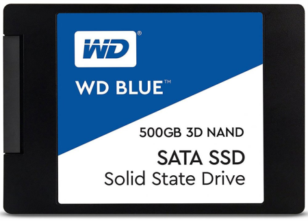 Твердотельный накопитель Western Digital SSD BLUE 500Gb SATA-III 2,5”/7мм 3D NAND WDS500G2B0A (аналог WDS500G1B0A), 1 year