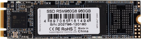 M.2 2280 960GB AMD Radeon R5 Client SSD R5M960G8 SATA 6Gb/s, 530/500, IOPS 70/79K, MTBF 2M, 3D TLC, R5M960G8 480TBW, RTL (181494)