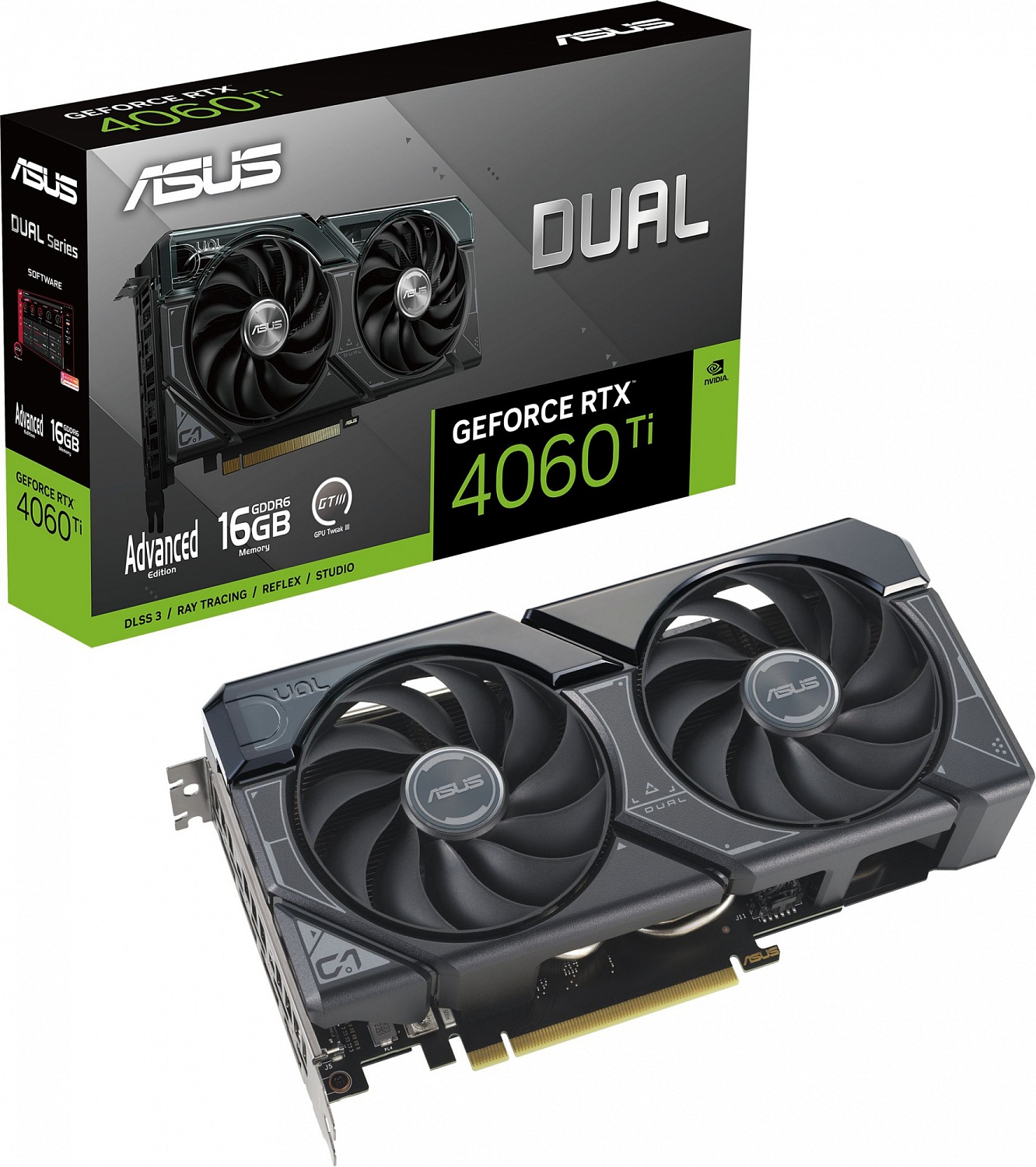 Видеокарта ASUS DUAL-RTX4060TI-A16G//RTX4060TI 16G HDMI DP*3 16G D6; 90YV0JH7-M0NA00