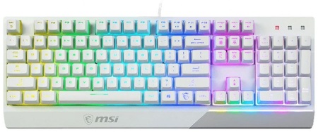 Клавиатура проводная Gaming Keyboard MSI VIGOR GK30, Wired, Mechanical-like plunger switches. 6 zones RGB lighting with several lighting effects.  Anti-ghosting Capability. Water Resistant (spill-proof), White