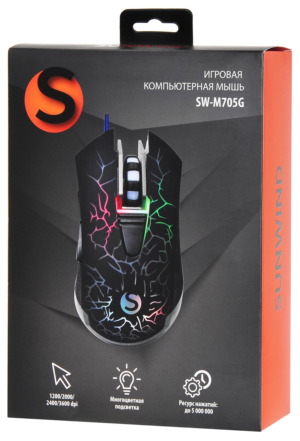 Мышь SunWind SW-M705G черный оптическая (3600dpi) USB для ноутбука (6but) Мышь SunWind SW-M705G черный оптическая (3600dpi) USB для ноутбука (6but)